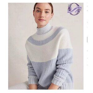 Haven Well Within Cashmere Color Block Yoke Sweater Blue Cream XS